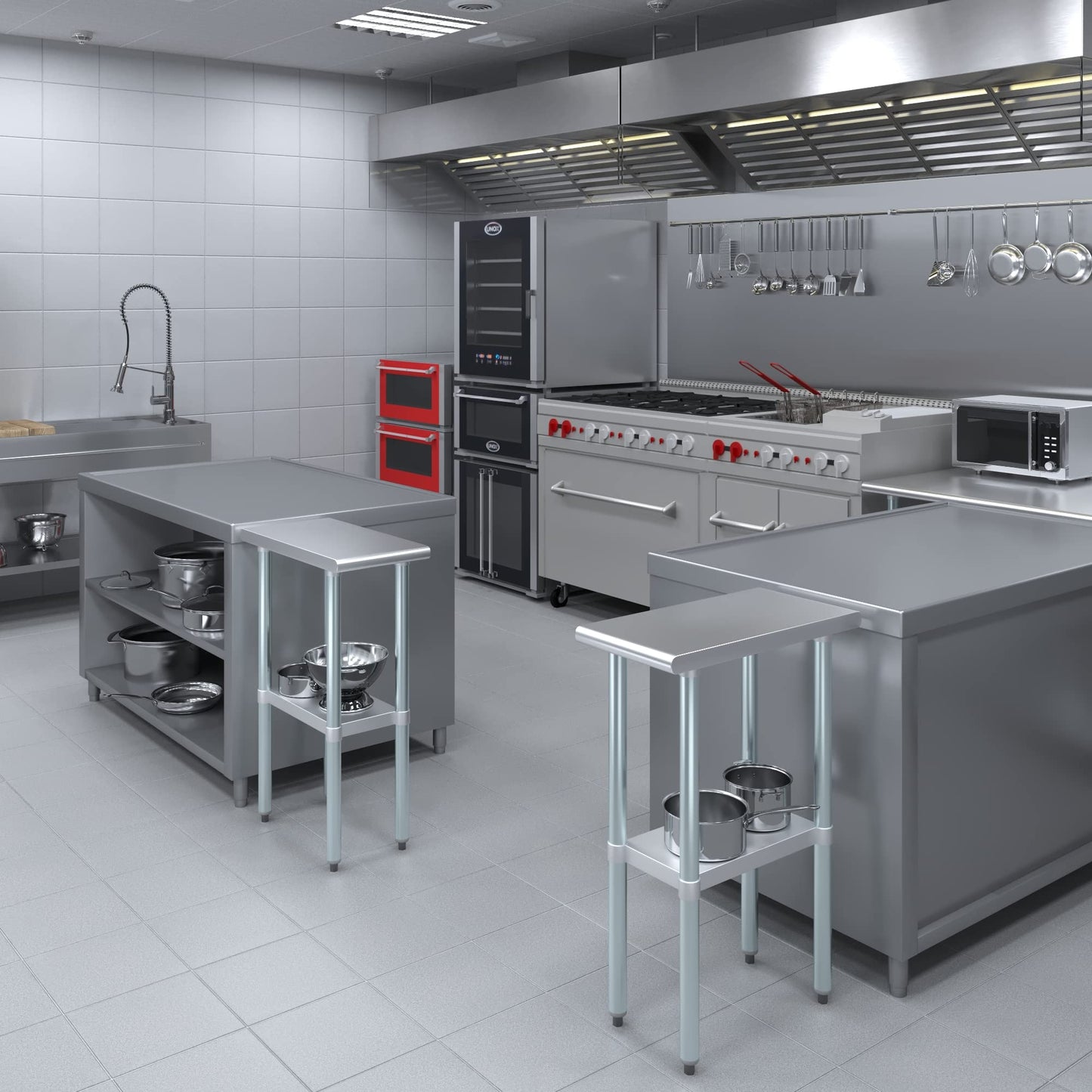 AmGood 24 in. x 12 in. Stainless Steel Work Table | Metal Kitchen Food Prep Table | NSF
