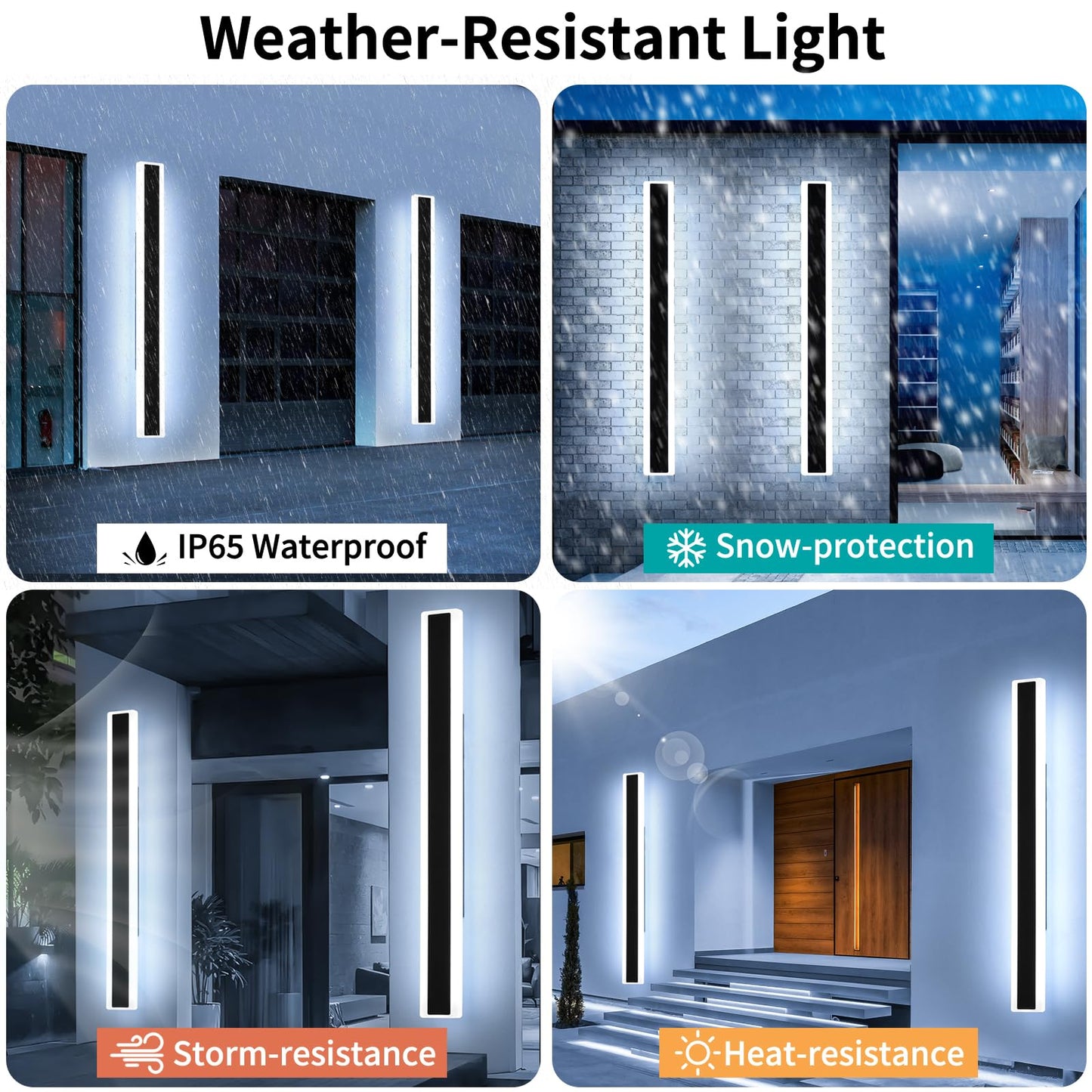 Mikeru 2Pack 70.8Inch Long Led Wall Light  6000K Cool White Modern Outdoor Wall Light Ip65 Waterproof Black Acrylic Porch Exterior Lighting Fixtures  Exterior Wall Mount Lights