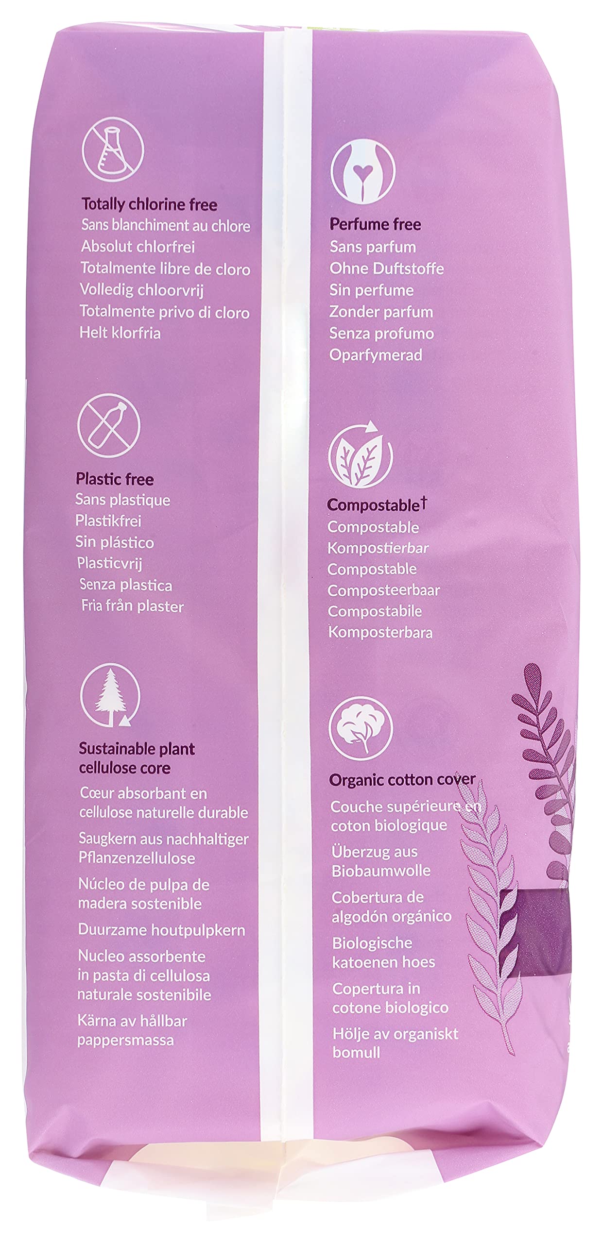 Natracare Natural Traditional Style Maxi Pads, Regular, Individually Wrapped, Without Wings in Plant-Based Bag (1 Pack, 14 Pads Total)