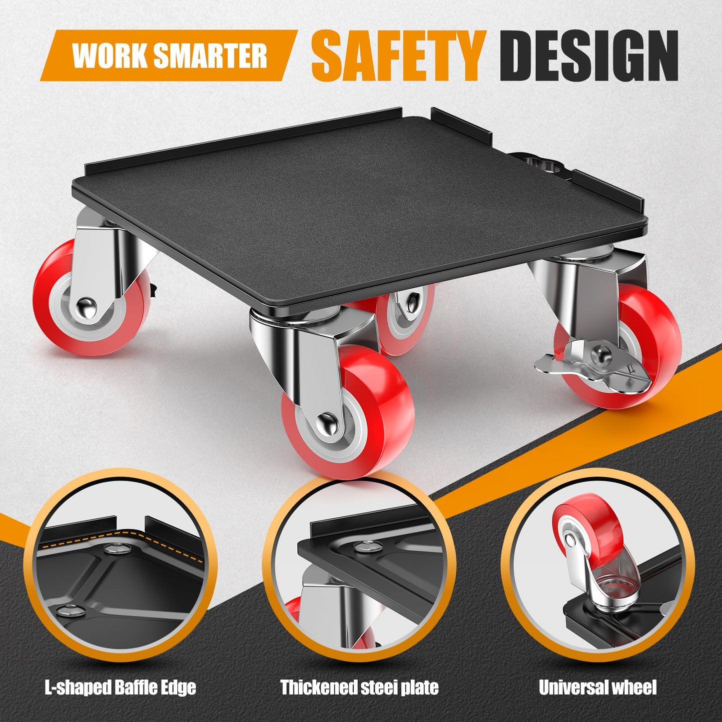 LOYAL TIGER 2000LBS Heavy Duty Furniture Dolly & Mover - 6.4" Carbon Steel Panel with 5X 360° Wheels, Non-Slip Sliders & Lifter for Sofa, Piano, Appliances (Red)