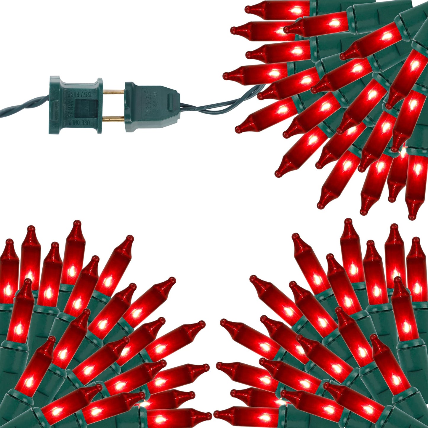 LJLNION 3 Sets Christmas Lights, 150 Count Mini String Lights, 33 FT Each, Green Wire, UL Certified, Red