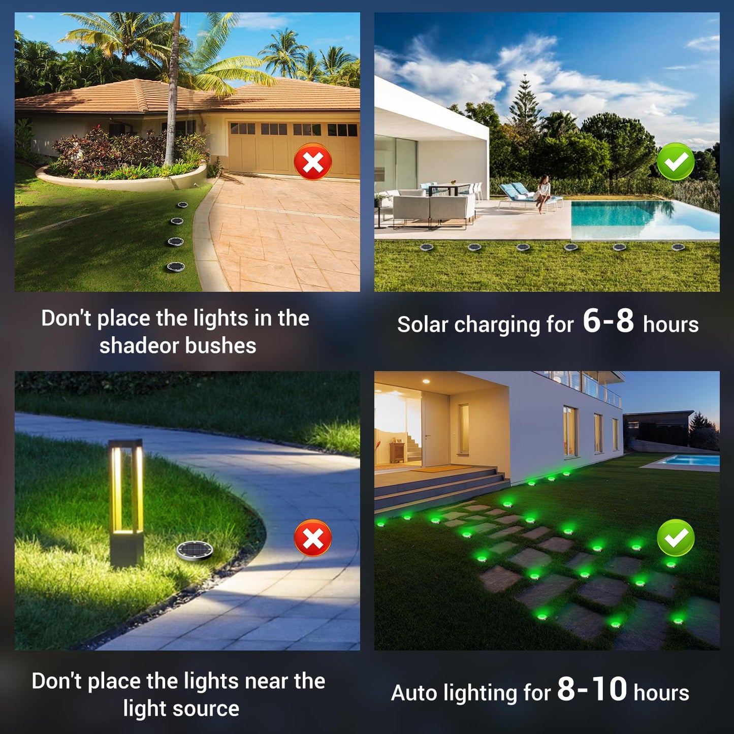 Peasur Solar Ground Lights Outdoor  12 Pack Flat Solar Powered Disc Lights  Ip68 Waterproof  Anti-Rust  Landscape Lighting For Pathway Garden Yard Lawn Walkway Landscape Driveway  Green