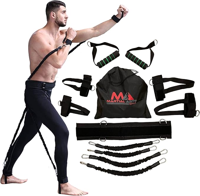 Boxing Resistance Bands for MMA Martial Arts Resistance Training at Home for Punches/Kicks, 150lbs Exercise Bands Full Bod...