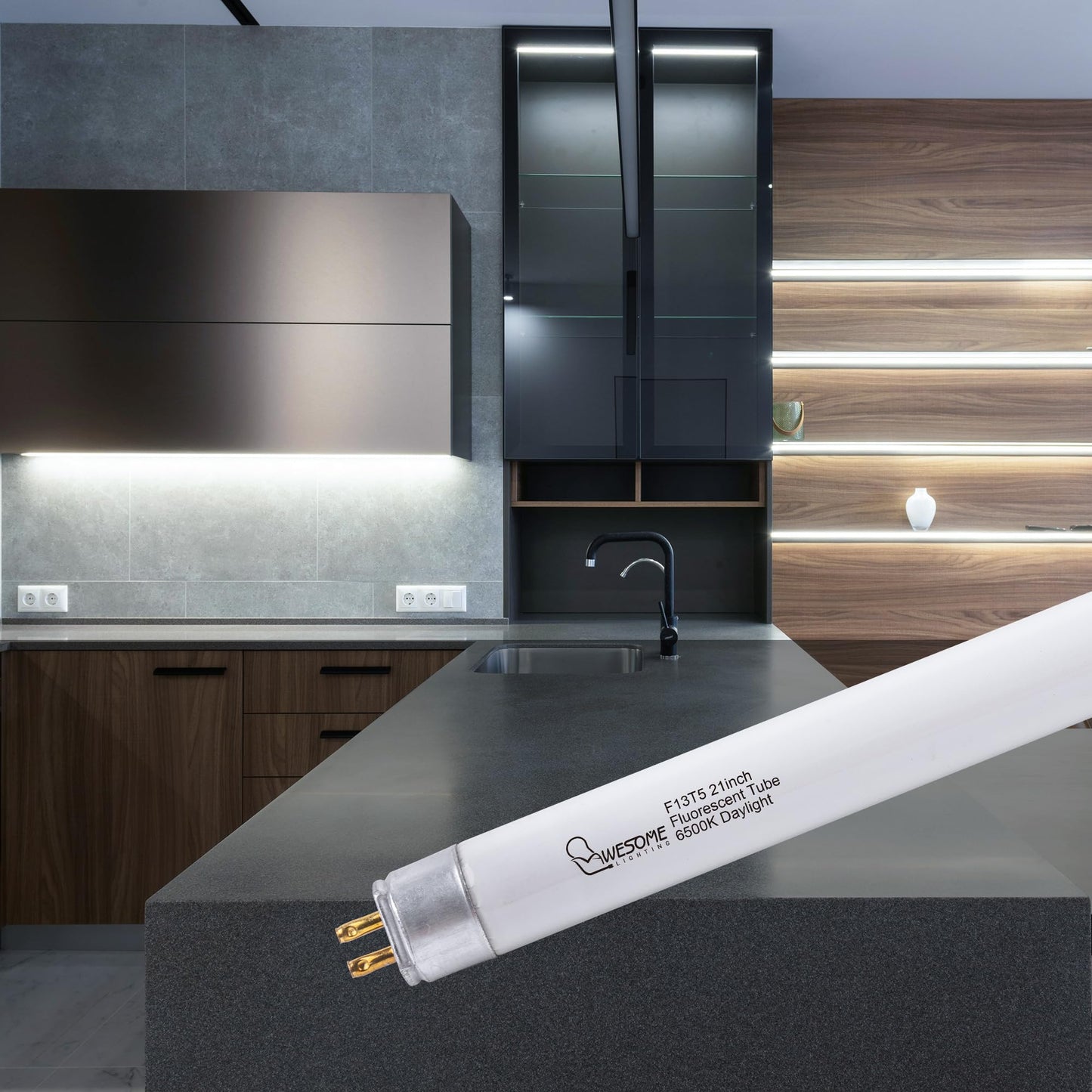 Wesome Lighting 21 Inch F13T5/Dl Fluorescent Light Bulb  6500K Daylight  T5 13 Watts Fluorescent Replacement Bulb For Counter And Cabinet Fixture  G5 Base - 6 Pack