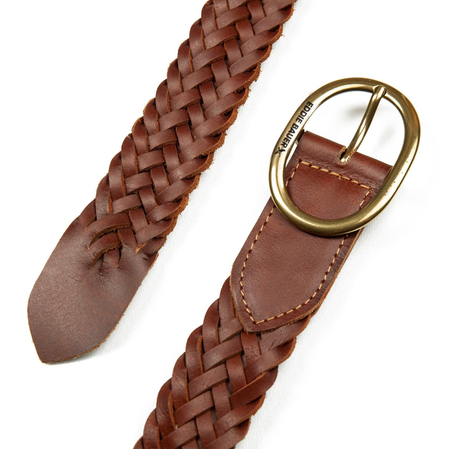 Eddie Bauer Women's Casual Leather Belts with Durable Metal Buckle, Center Bar Woven - Tan, Small