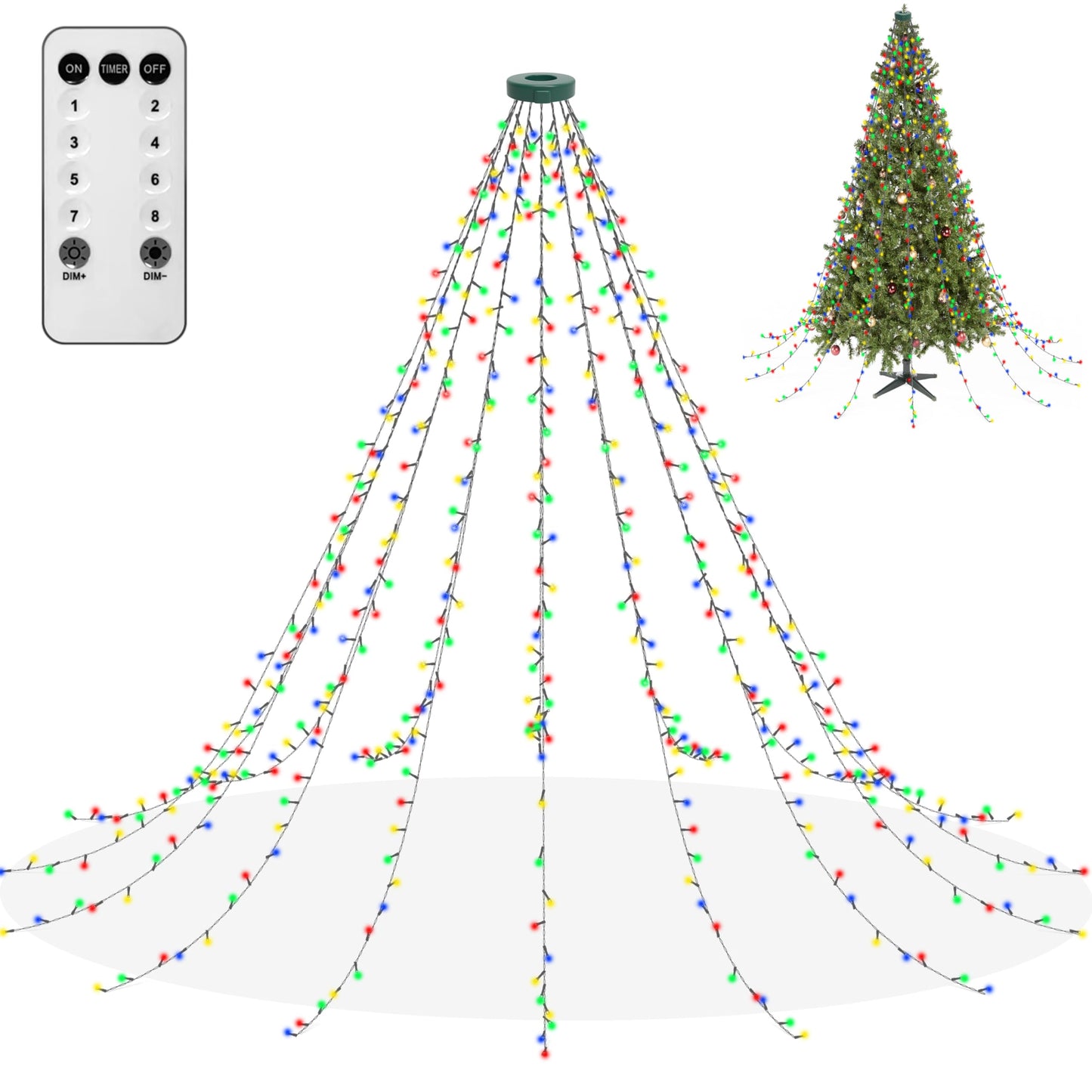 aneeway Christmas Tree Lights String, 480LED Christmas Lights for Tree with 8 Light Modes & Memory Function, 9.84FT x 16 String