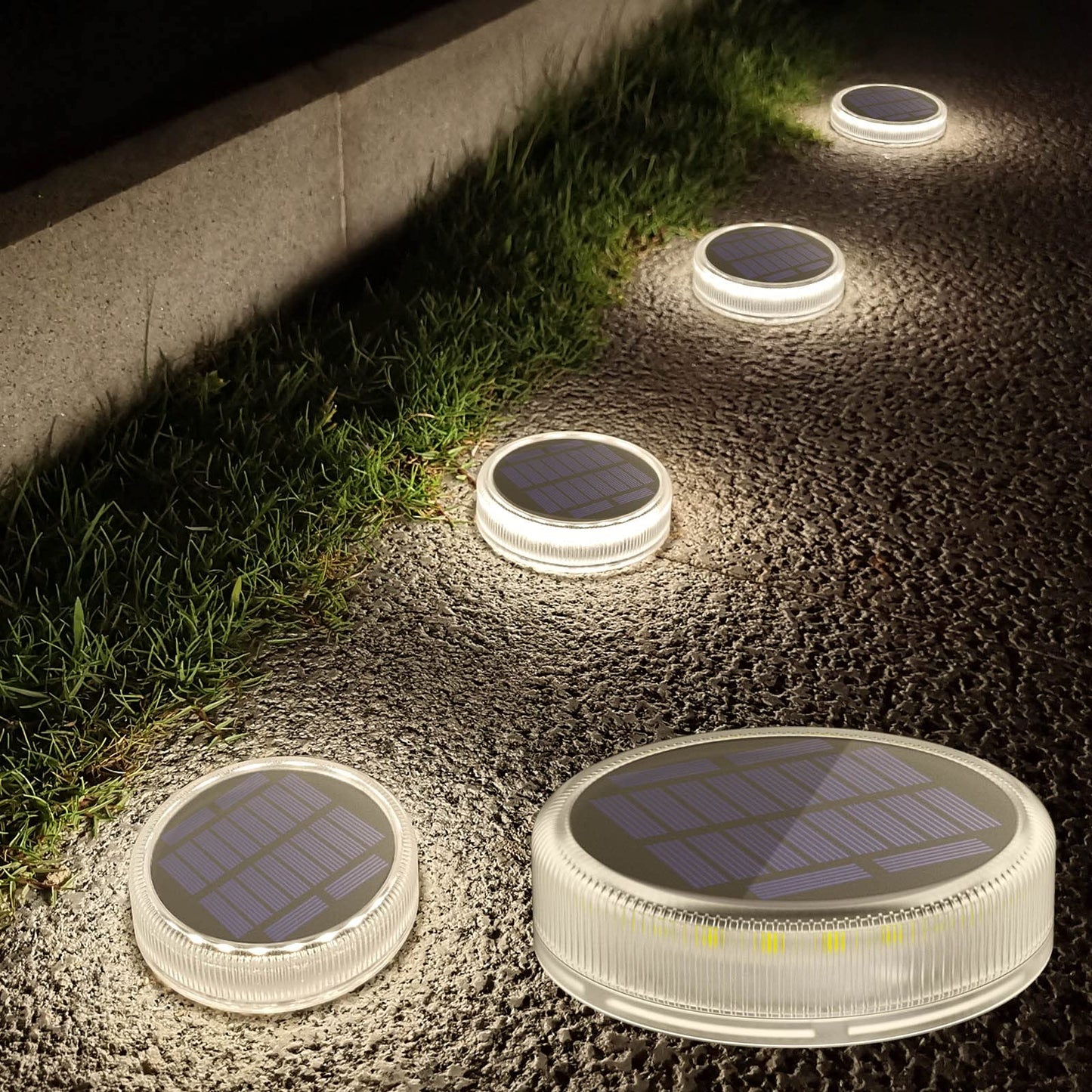 Lacasa Solar Deck Lights, Waterproof LED Step Lights, Round, 4000K Neutral White, Model C78, 4 Pack