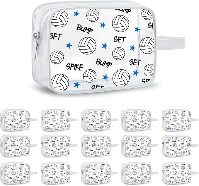 Lebaley 16PCS Volleyball Team Gifts Cosmetics Bag - PVC Clear Portable Makeup Bags Organizer 7 x 5.5 x 1.7 '' Waterproof S...