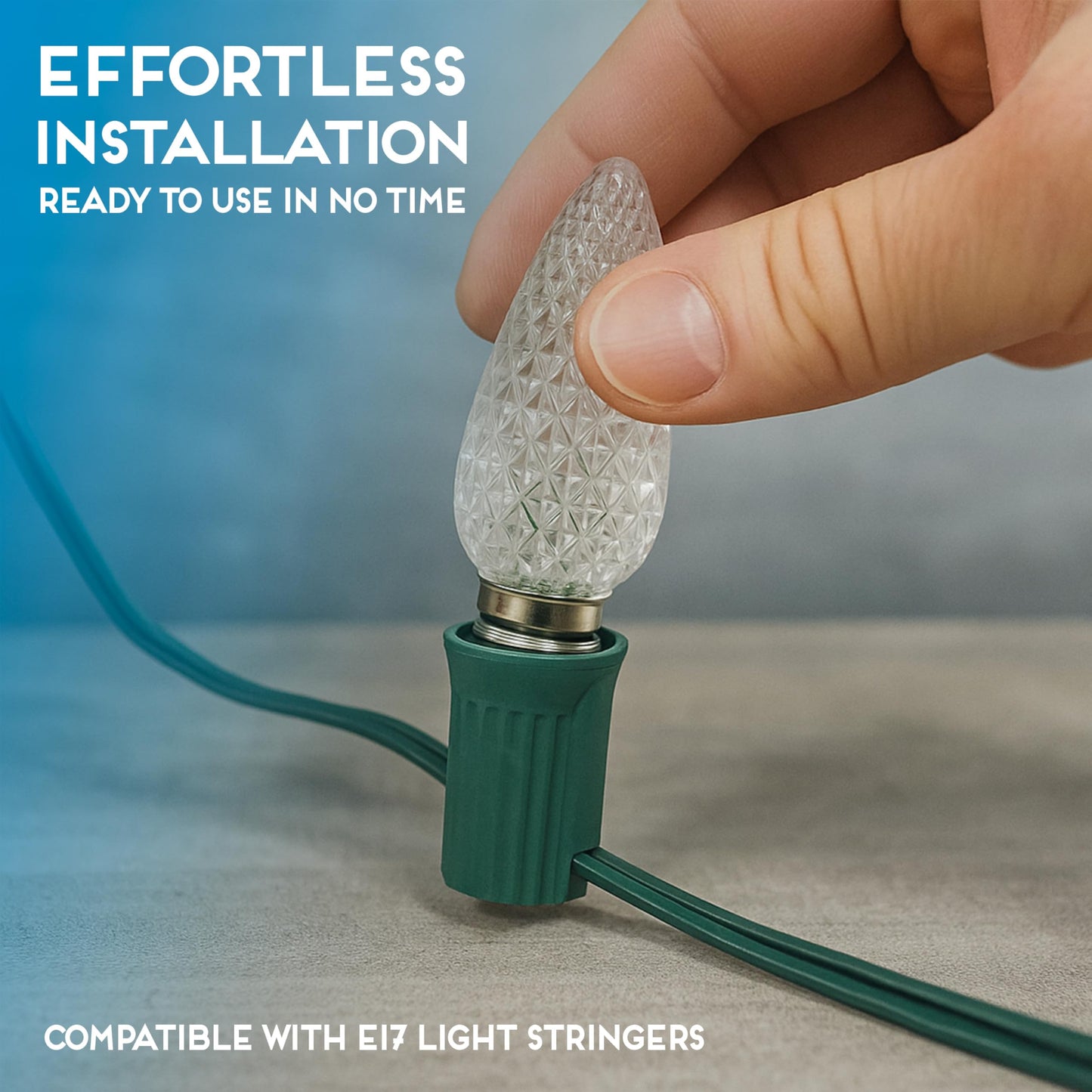 Hlo Lighting C9 Christmas Lights - 25 Cool White Led Bulbs, Durable Acrylic, Indoor & Outdoor Use