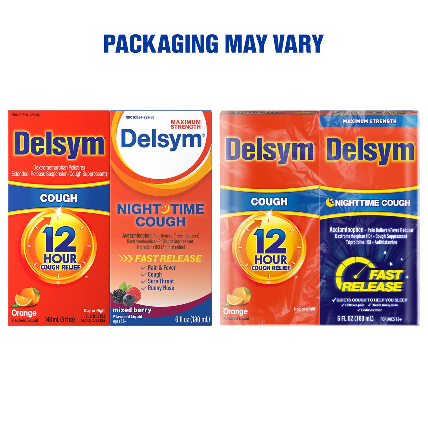 Delsym 12 Hour Cough 5 oz. and Nighttime Fast Relief 6oz, Combo Pack