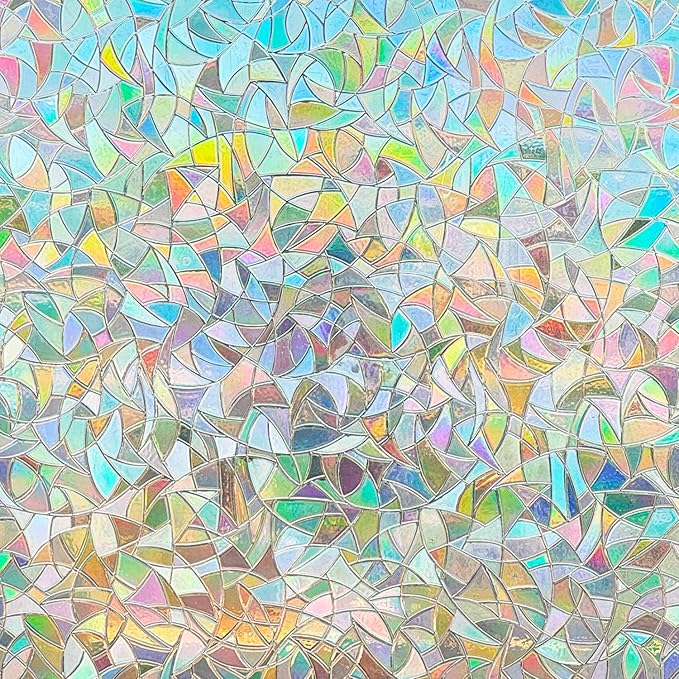 3D Prism Window Film,Transparent Decorative Glass Film Window Door Tint,Rainbow Effect Static Cling Heat Control Anti UV for Kitchen,Dining Room,Bedroom,Living Room,35 inches by 78.7 inches