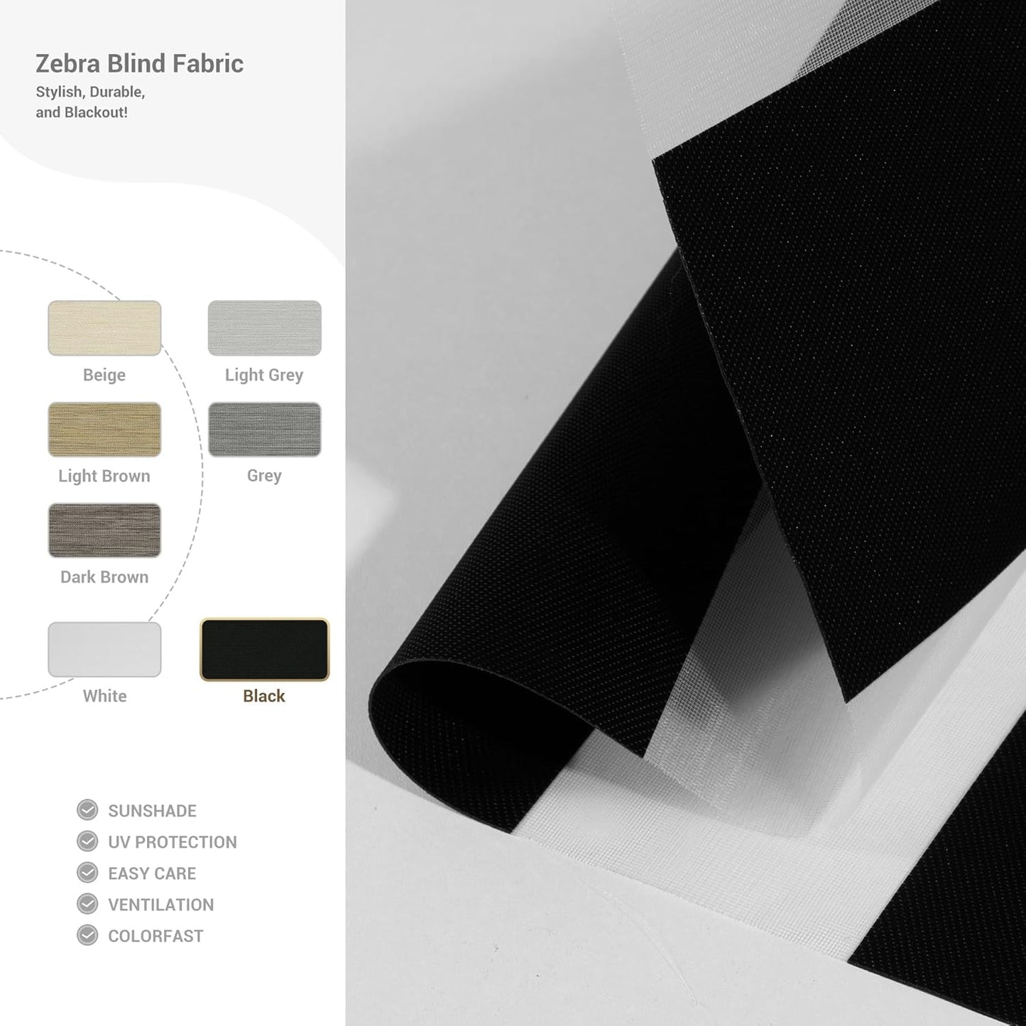 Cordless Zebra Blinds for Windows, Blackout Interior Blinds,Easy to Install,UV Protection,for Offices and Home,Custom Roller Shades, Mousse Beige,12" W x 88" H
