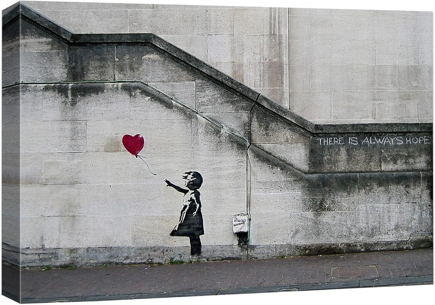 wall26 Canvas Print Wall Art Banksy There is Always Hope Girl with Balloon Graffiti & Street Art Pop Culture Illustrations Pop Art Bohemian Multicolor Dark for Living Room, Bedroom, Office - 16"x24"
