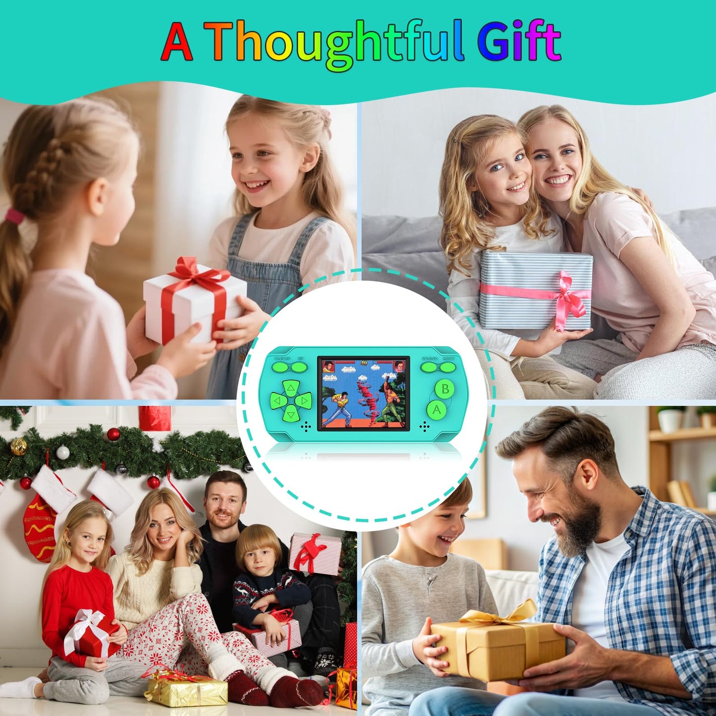 Handheld Game for Kids, Portable Gaming Player with Built in 218 Classic Retro Video Games, Mini Arcade Electronic Toy for Birthday Gift, Needs 3PCS AAA Batteries