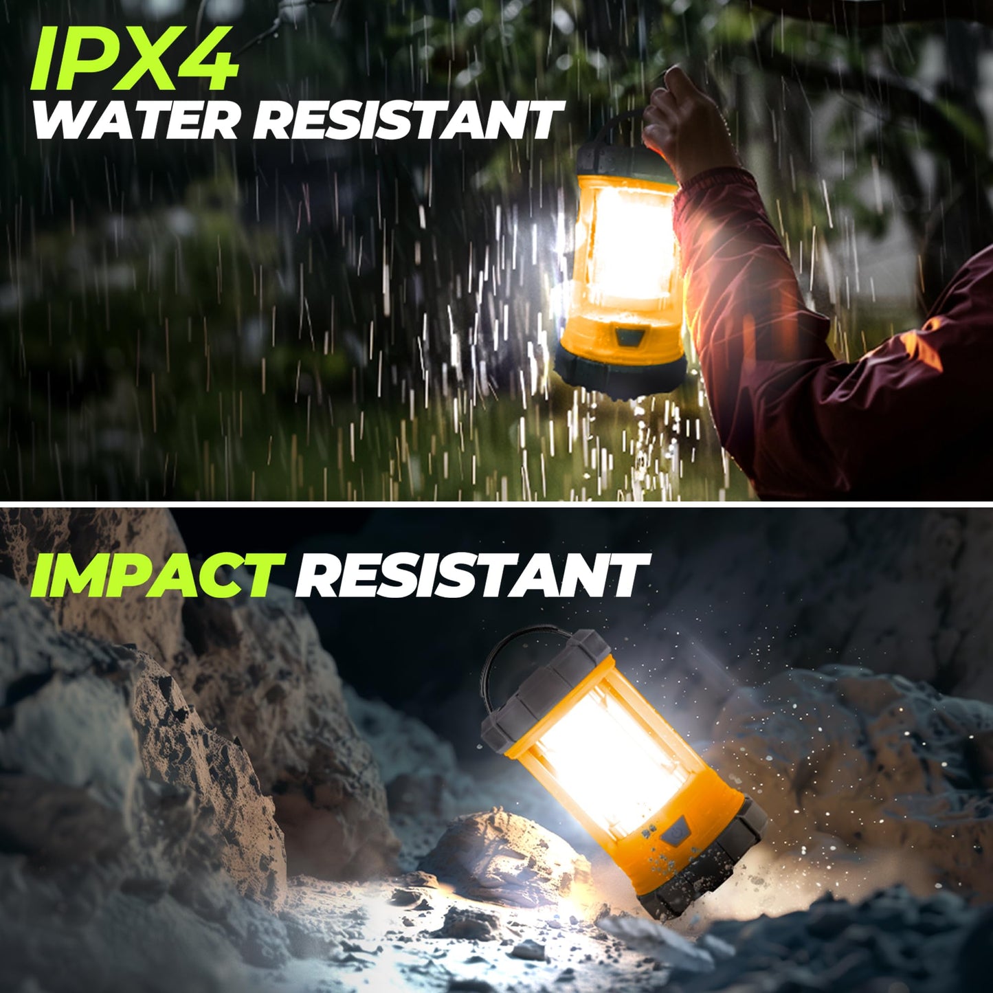 Favourlite Rechargeable Camping Lantern 3000LM 5 Light Modes Waterproof Orange