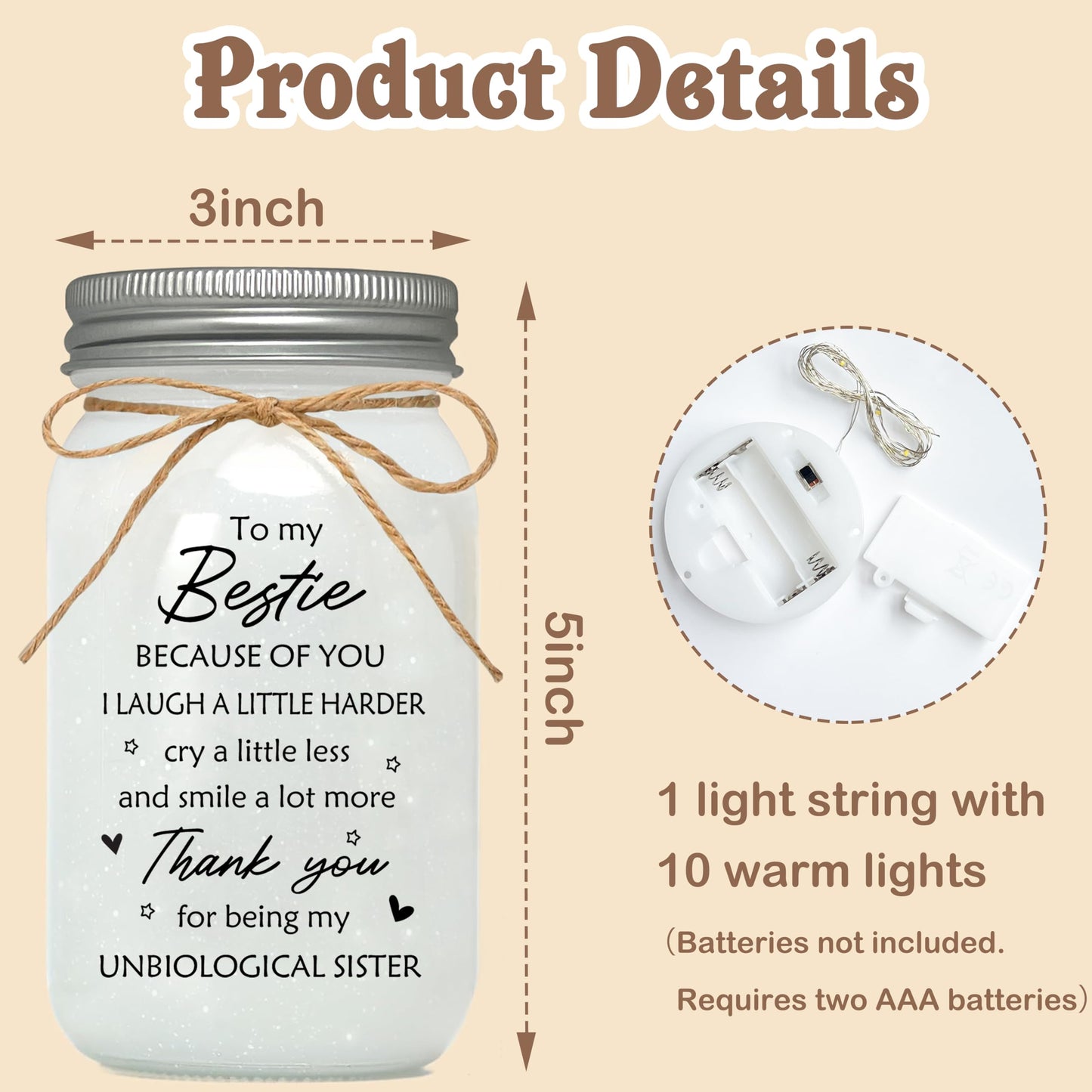 Le Xiaoxi Best Friend Birthday Gifts For Women  Mason Jar Night Lights - Christmas Mother S Day Birthday Gifts For Women Friendship