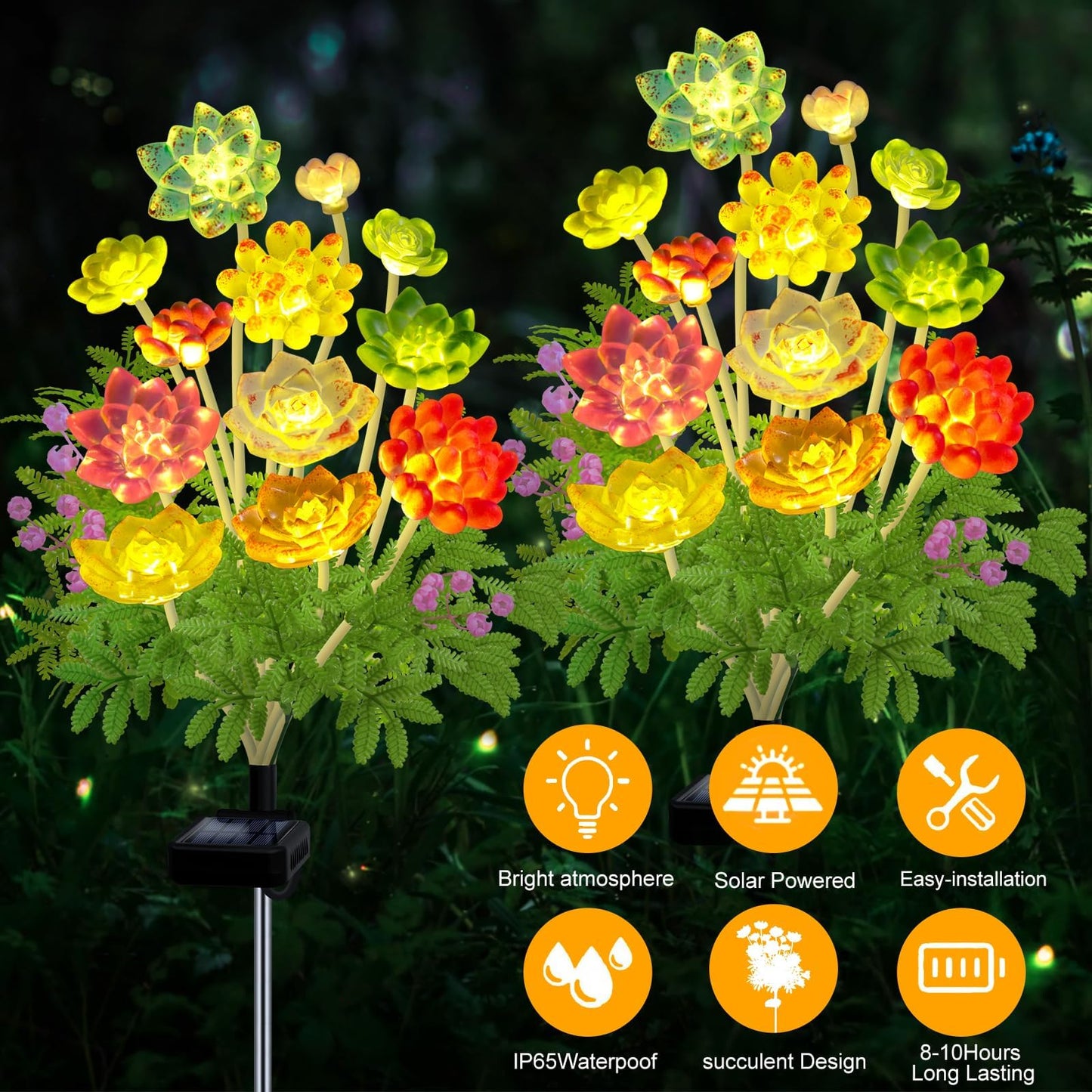 Kohlrabi Solar Garden Lights Outdoor  Upgraded 6 Pack Succulent Solar Lights  Gardening Gifts For Women  Succulent Plant Yard Decor Waterproof For Lawn Patio Pathway