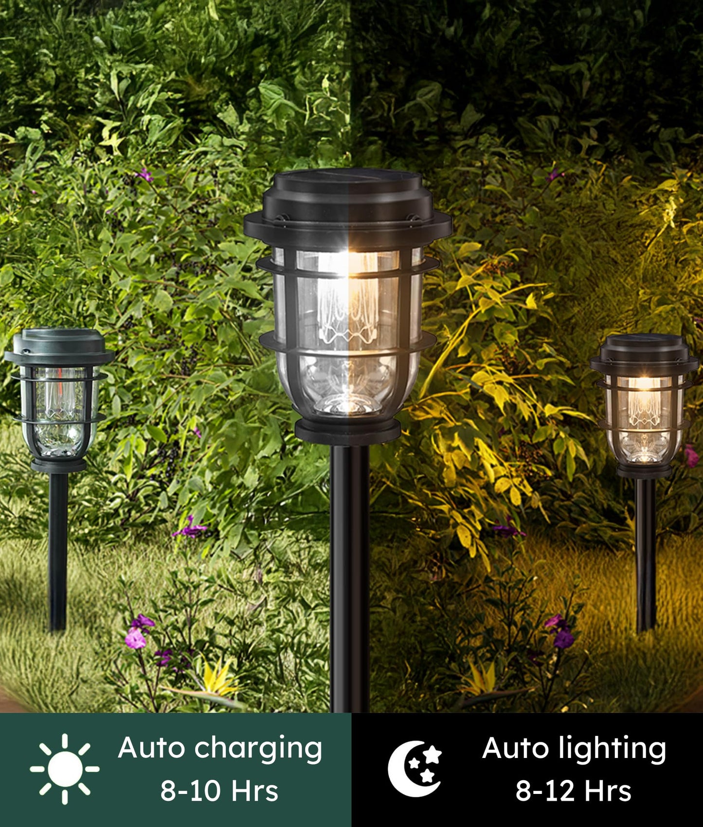 Vuees 2-Pack Solar Pathway Lights  Bright Auto Garden Lights Decor - Durable Landscape Lighting For Lawn  Patio  Walkway  Driveway  Housewarming Gifts Idea