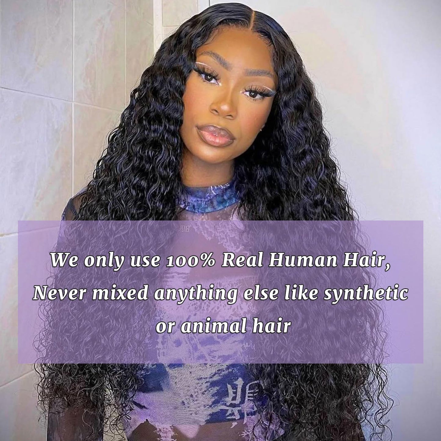 DSEKCAIN Water Wave 2x6 HD Lace Closure Human Hair Transparent Water Wave Lace Closure 2x6 Long Middle Part 100% Raw Virgin Huma