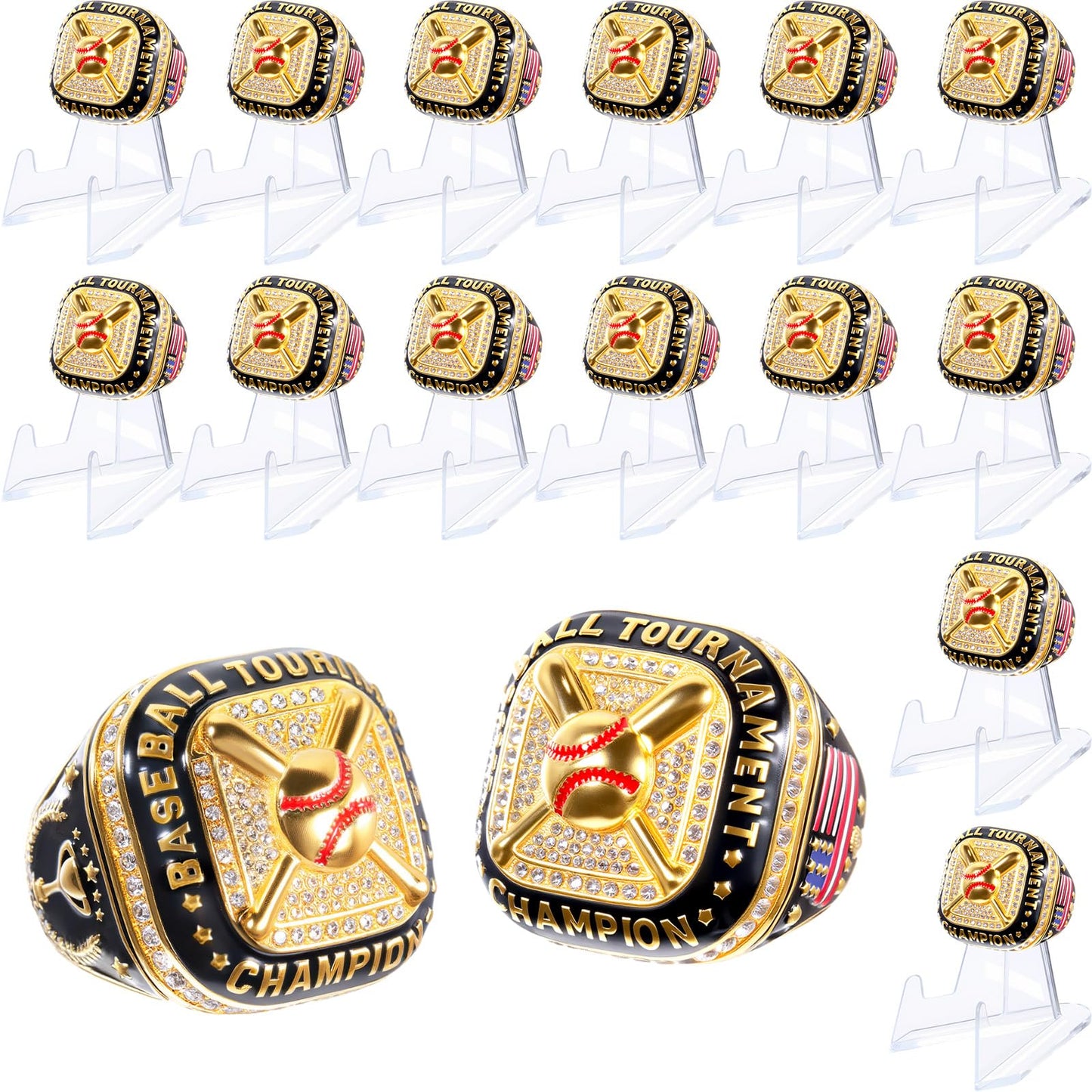 Misdary Baseball Championship Rings with Holder Most Valuable Player Greatest of All Time Gold Ring Award Gift Sports Team Prize