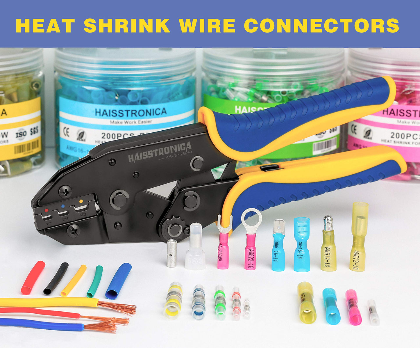 Haisstronica 260PCS Heat Shrink Spade Connectors - Quick Disconnect Female & Male Spade Terminals for Watercraft, Electronics & Automotive