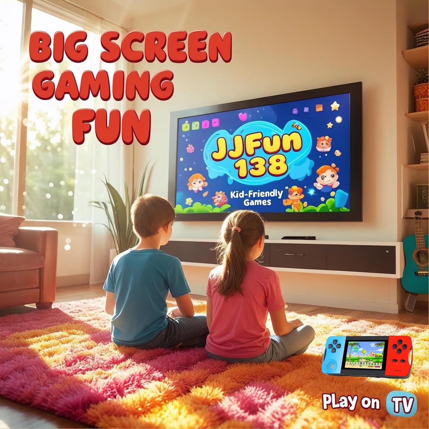 Handheld Games for Kids with Built-in 100+ Classic Retro Games, 3.2" IPS Screen Portable & Rechargeable Arcade Gaming Player,Travel Toys Birthday Gift for Boys Girls