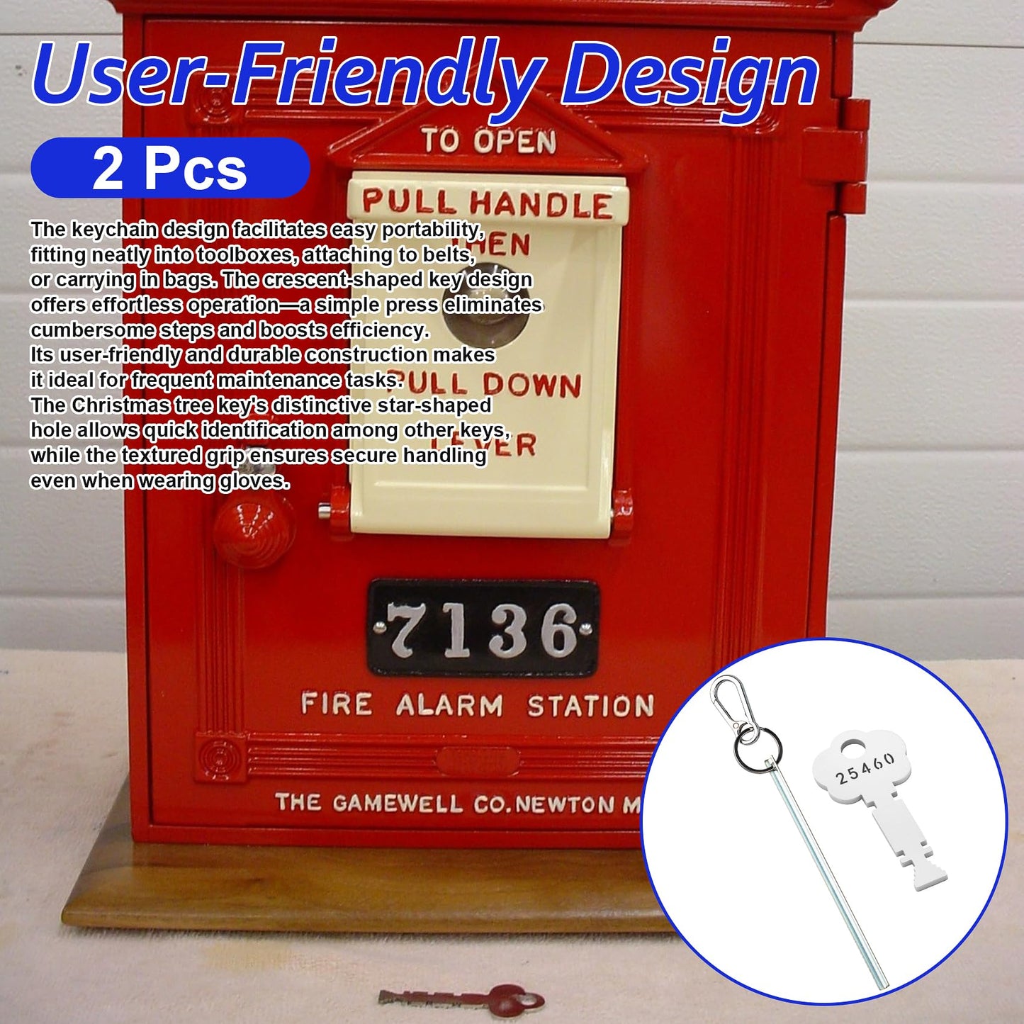 Half-Moon Elevator Door Key + 25460 Fire Alarm Key Set, Rapid Rescue & Maintenance Tool Kit, Fire Rescue & Emergency Door Breaching Keys, Firefighter-Specific Tools, Silver, Portable & Durable, 2-Pack