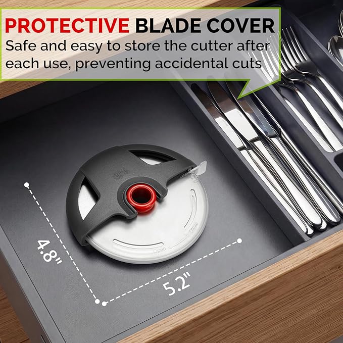 Pizza Cutter Wheel, 4.3" Large Pizza Slicer Wheel with Safety Blade Cover, Super Sharp Stainless Steel Pizza Wheel Slices Effortlessly, Easy Cleaning Pizza Cutters Dishwasher Safe, Gray
