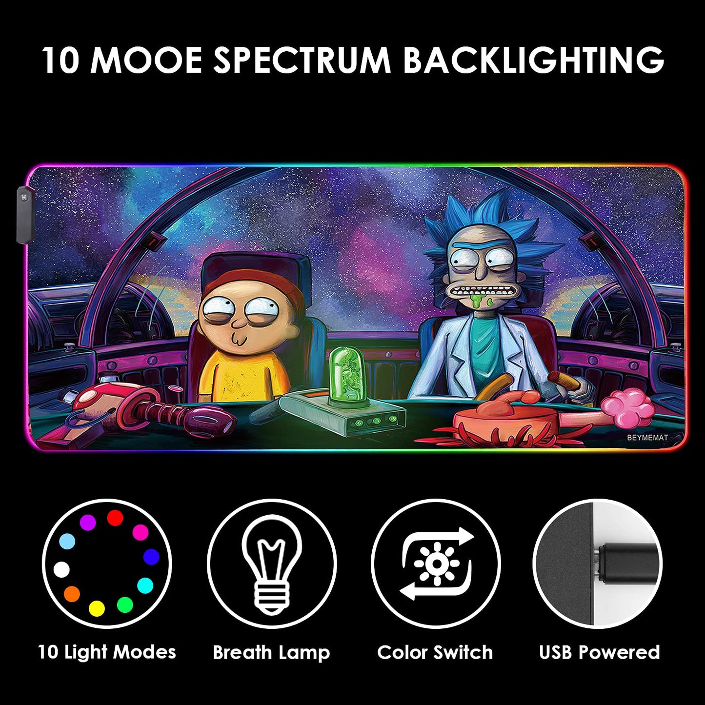 Envysun RGB Gaming Mouse Pad XXL (800x300mm) - Non-Slip Rubber Base, Smooth Surface, 10 LED Modes, Micro-USB | Desk Mat for PC, Laptop, Gaming Accessories (80x30 Rgpinktk)