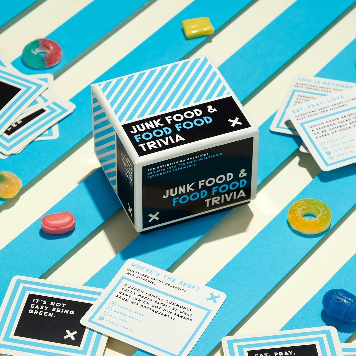 Brass Monkey Junk Food & Food Food – Trivia Card Game Set with 200 Unique Questions About Random Food Knowledge for Adults and Kids Ages 13+