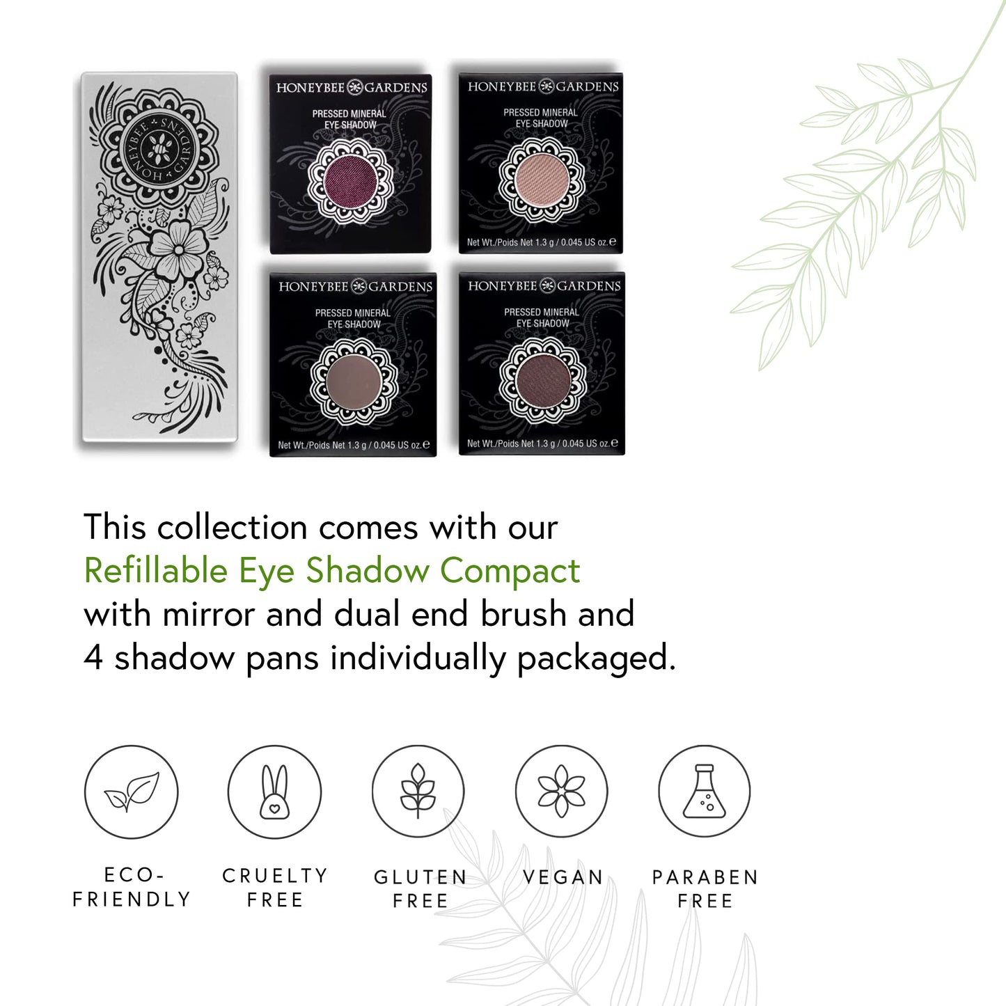 Honeybee Gardens Amethyst Glow Eye Shadow Palette, Clean and Bold, 4 Highly Pigmented Colors With Long Lasting Luxe Finish, Vega
