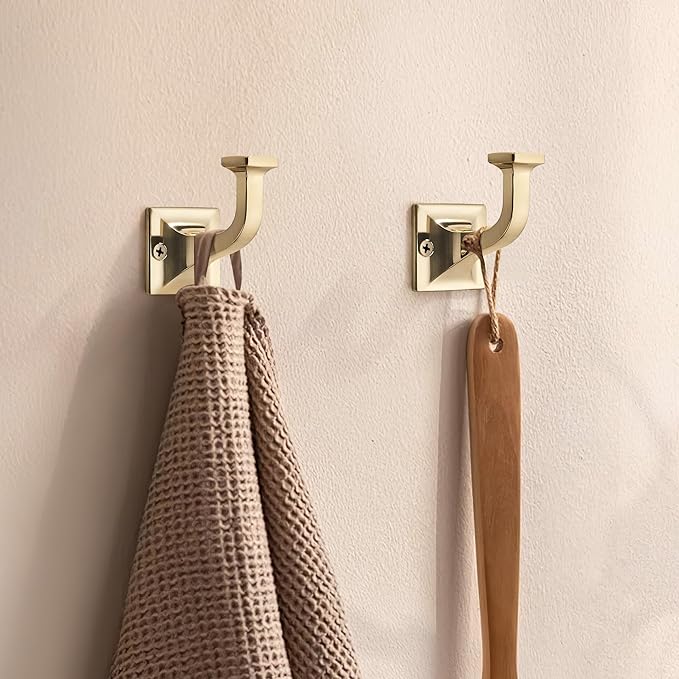 SAILING 3 Pack Coat Hooks - Champagne Bronze Robe Hooks Decorative Wall Hooks for Bathroom Bedroom Kitchen Towel Robe Clothes Cabinet Closet Bathroom Hardware