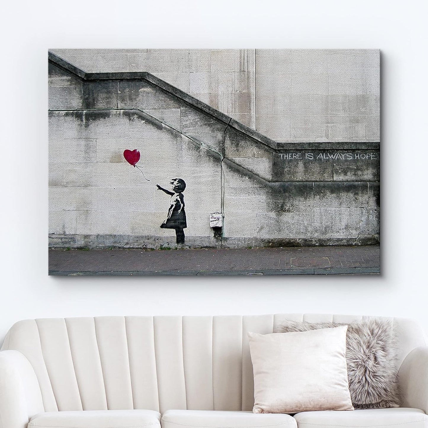 wall26 Canvas Print Wall Art Banksy There is Always Hope Girl with Balloon Graffiti & Street Art Pop Culture Illustrations Pop Art Bohemian Multicolor Dark for Living Room, Bedroom, Office - 16"x24"