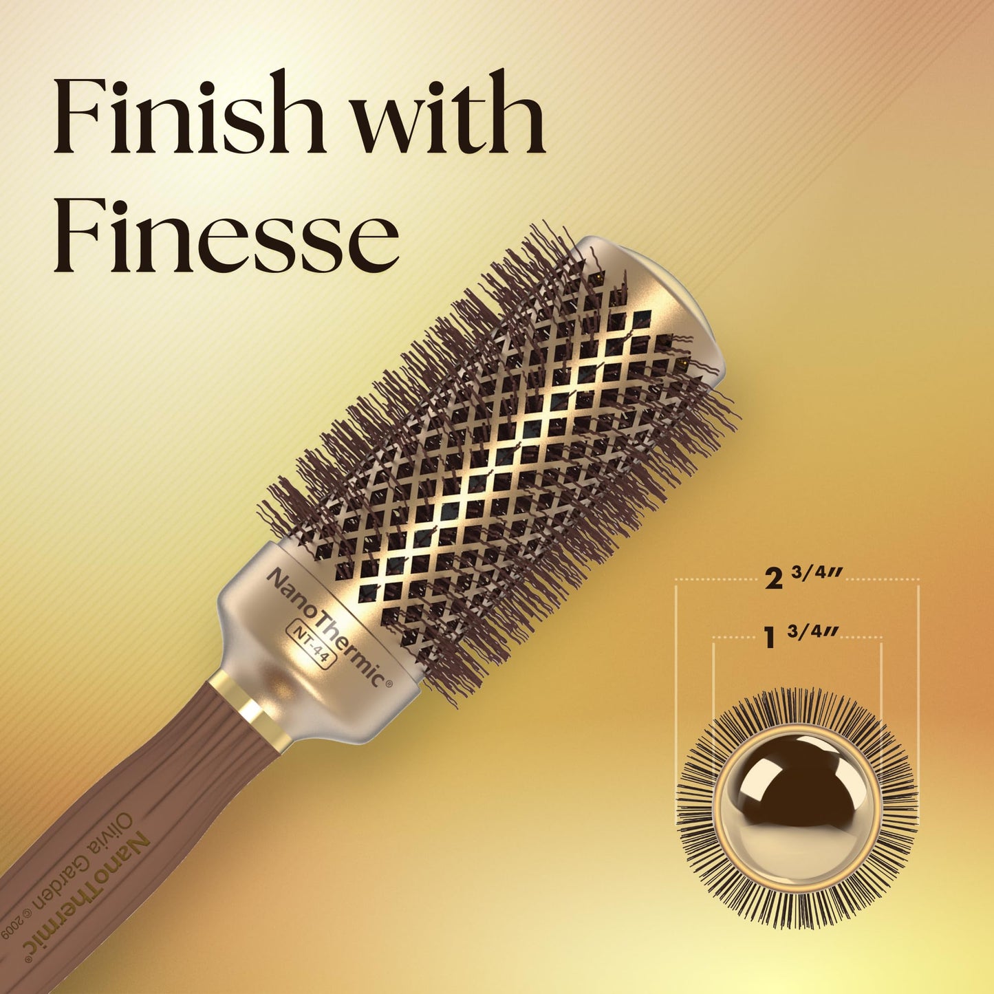 Olivia Garden NanoThermic Ceramic + Ion Round Thermal Hair Brush - Not Electrical - Professional Blowout Brush for Normal to Thi