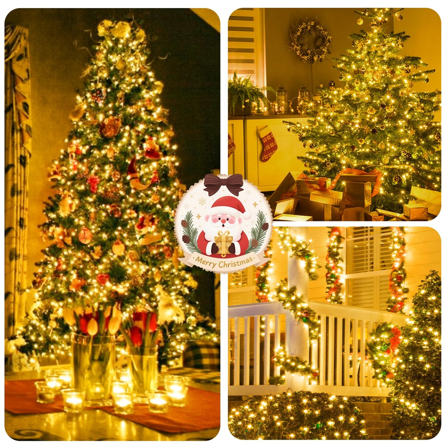 100Ft 2000 Led Cluster Christmas Lights  Christmas Tree Lights Outdoor Indoor With 8 Modes & Timer & Remote  Fire ers String Lights Waterproof For Garland Party Xmas Decorations  Warm White