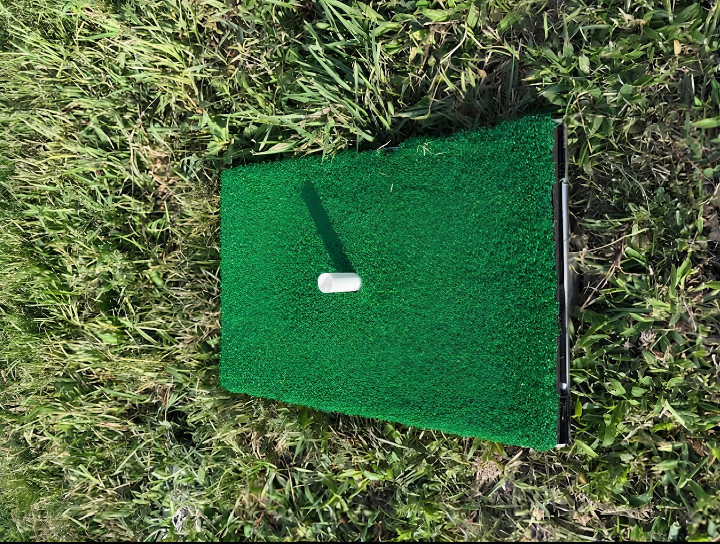 Golf Hitting Mat Swing Path Detection with 14''x9'' Aluminum Base 3'' Ground Spikes – Golf Practice Mat for Outdoor Use Backyard & Home Course, Swing Trainer