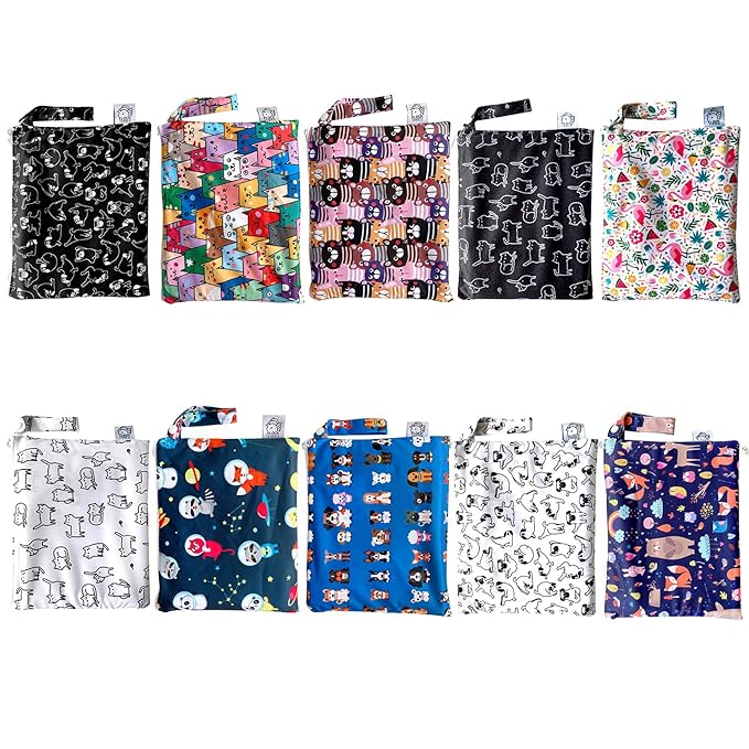 Flockthree Waterproof Baby Diaper Changing Pad with Storage Bag (28.7" X 19.7") Washable Wipeable Reusable Leak Proof Diaper Travel Mat Station Changing Mattress Liner Cribs Bed Cover, Cats
