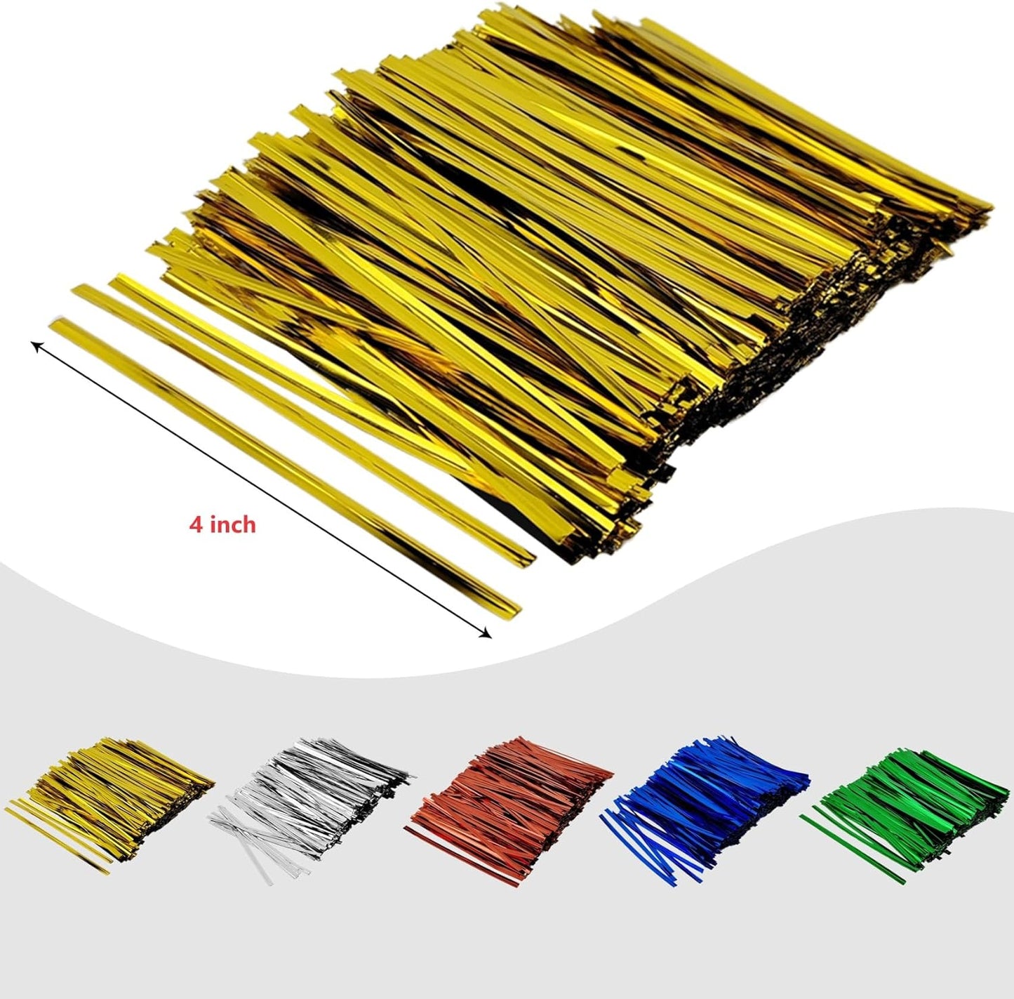 800 Pcs Metal Twist Ties 4 Inches Twist Straps for Bread Bags Candy Bags Snack Bags Halloween Party Cake Favor (Silver)