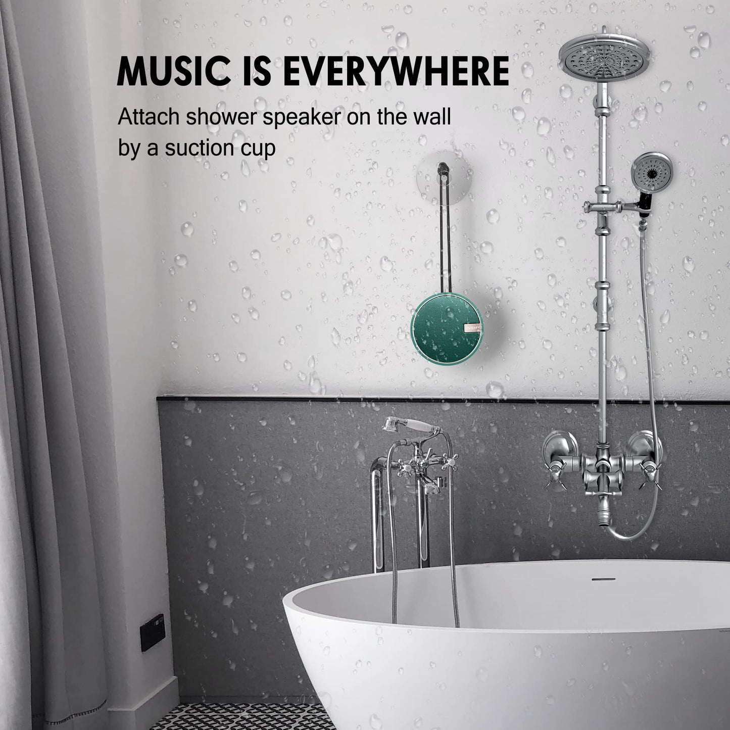 Insmy C12 Ipx7 Waterproof Shower Bluetooth Speaker, Portable Small Speaker, Speakers Bluetooth Wireless Loud Clear Sound, Suppor