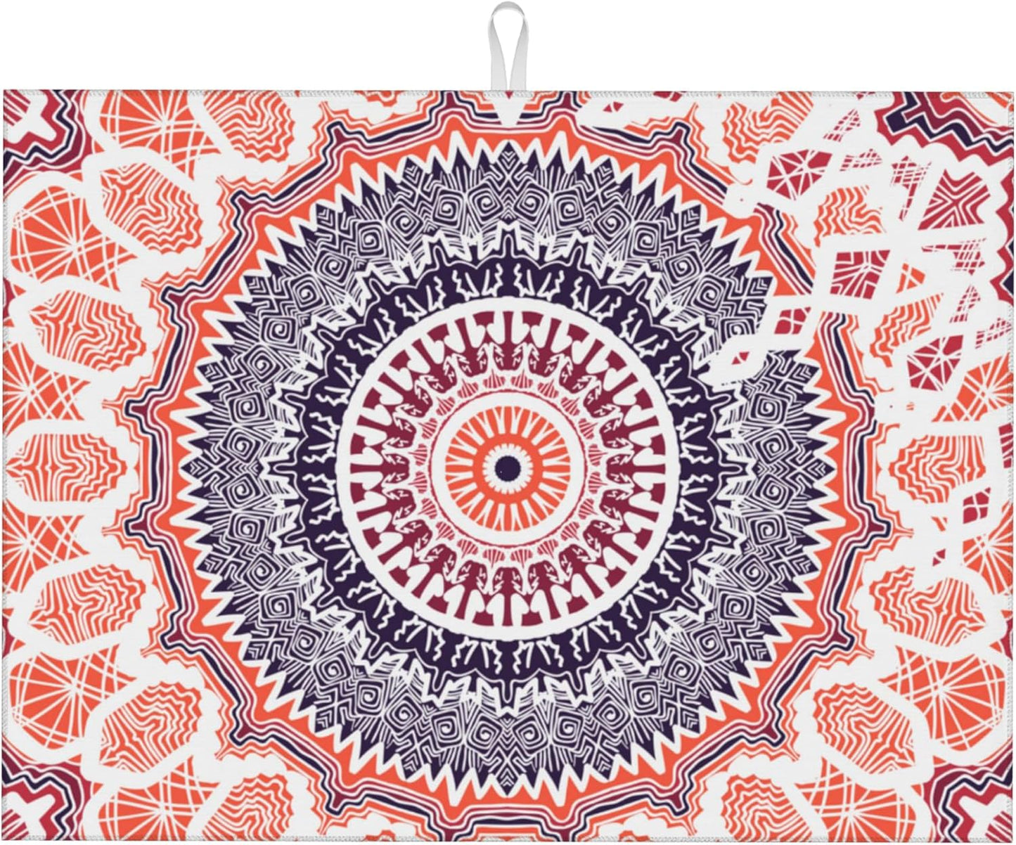 Large Dish Drying Mat for Kitchen Counter,18"X24" Mandala Flowers Super Absorbent Reversible Microfiber Dish Drying Mat Dish Drainer Mat,Dishes Mat Drying Pad for Kitchen Countertop Coffee Bar