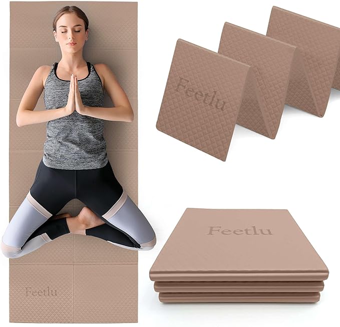 Feetlu Foldable Yoga Mat, 6mm Thick, Lightweight, Anti-Slip, and Easy to Store – Perfect for Travel, Yoga, Pilates, Home W...