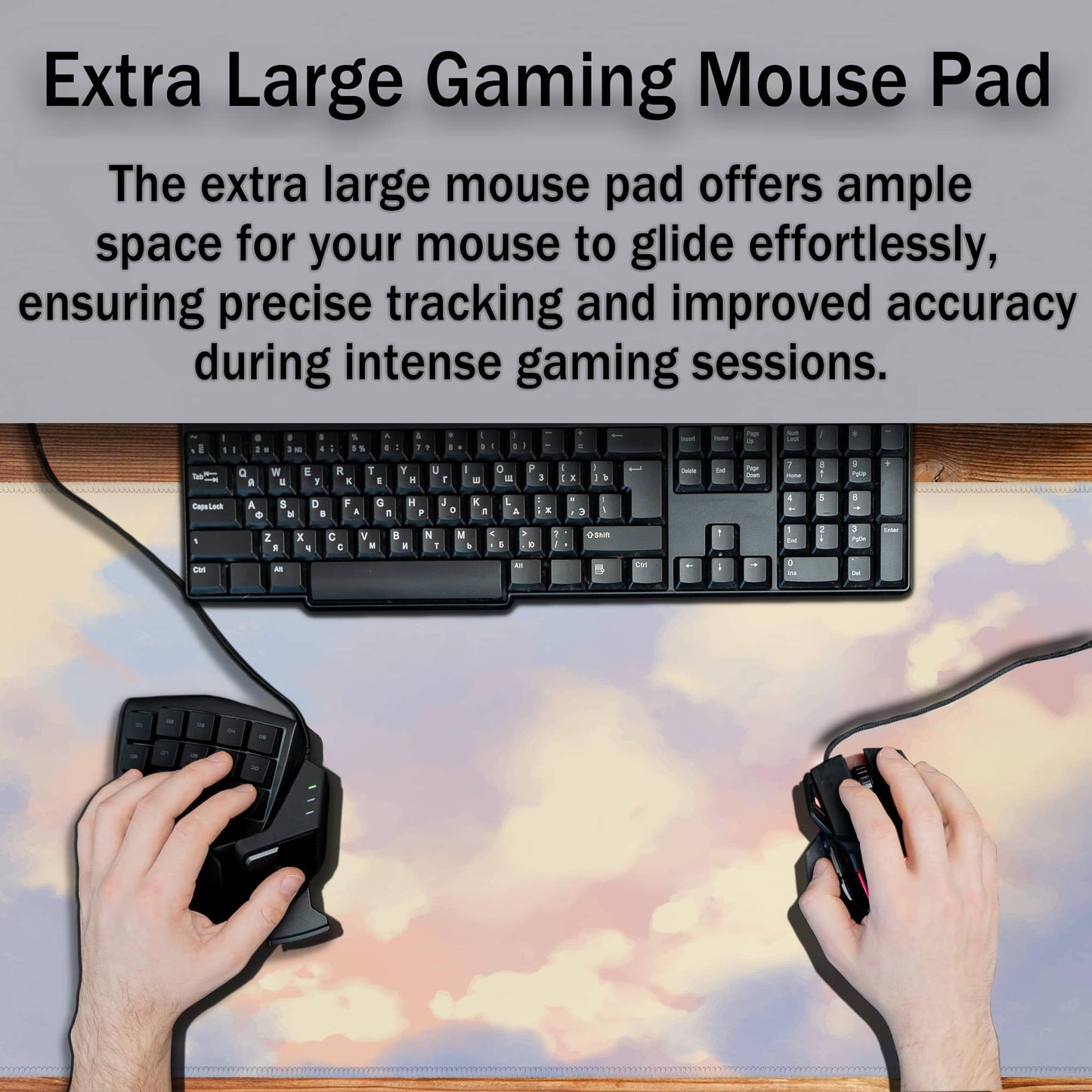 Samgula Gaming Mouse Pad Pink Keyboard Mat, Large Mouse Pads Desk Mat for Women Office Desk Pads, Mouse Pad Gaming Non-Slip Rubber Base, 35.4 X 15.7 inch for Work/Game/Office/Home Pastel Color Sky