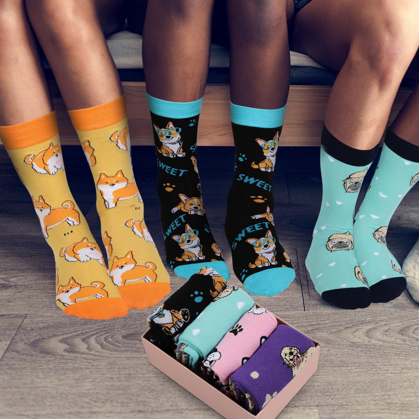Panitay 6 Pairs Dogs Socks for Women Soft Cotton Socks Cute Animal Gifts for Dog Lovers Veterinary Gifts