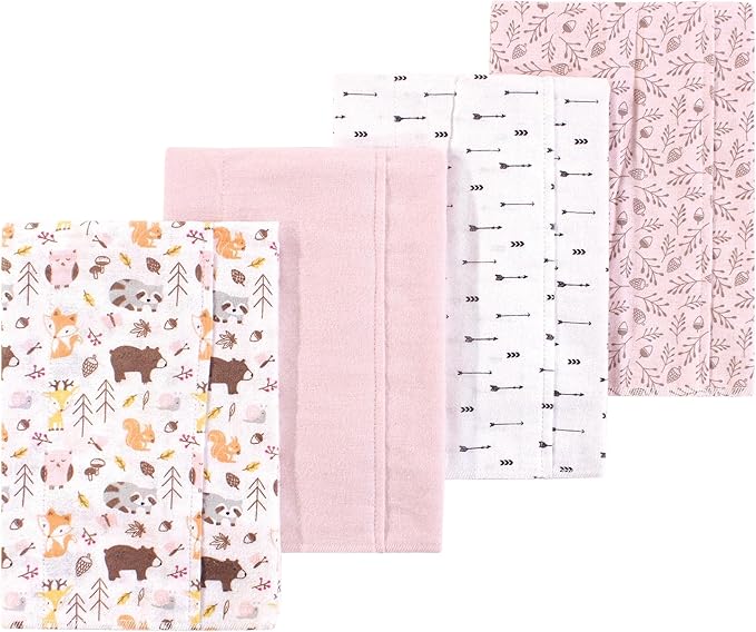 Luvable Friends Hudson Baby Flannel Burp Cloths 4pk, Sweet Woods