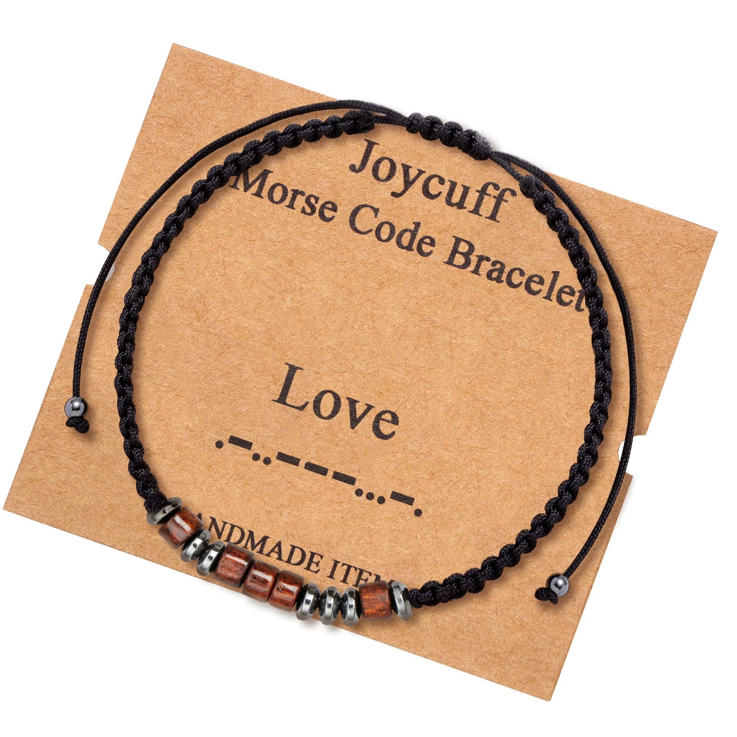 JoycuFF Love Morse Code Jewelry for Women Birthday Christmas inspiraional Motivational Encouragement Gifts Cord Wrap Wood Beads