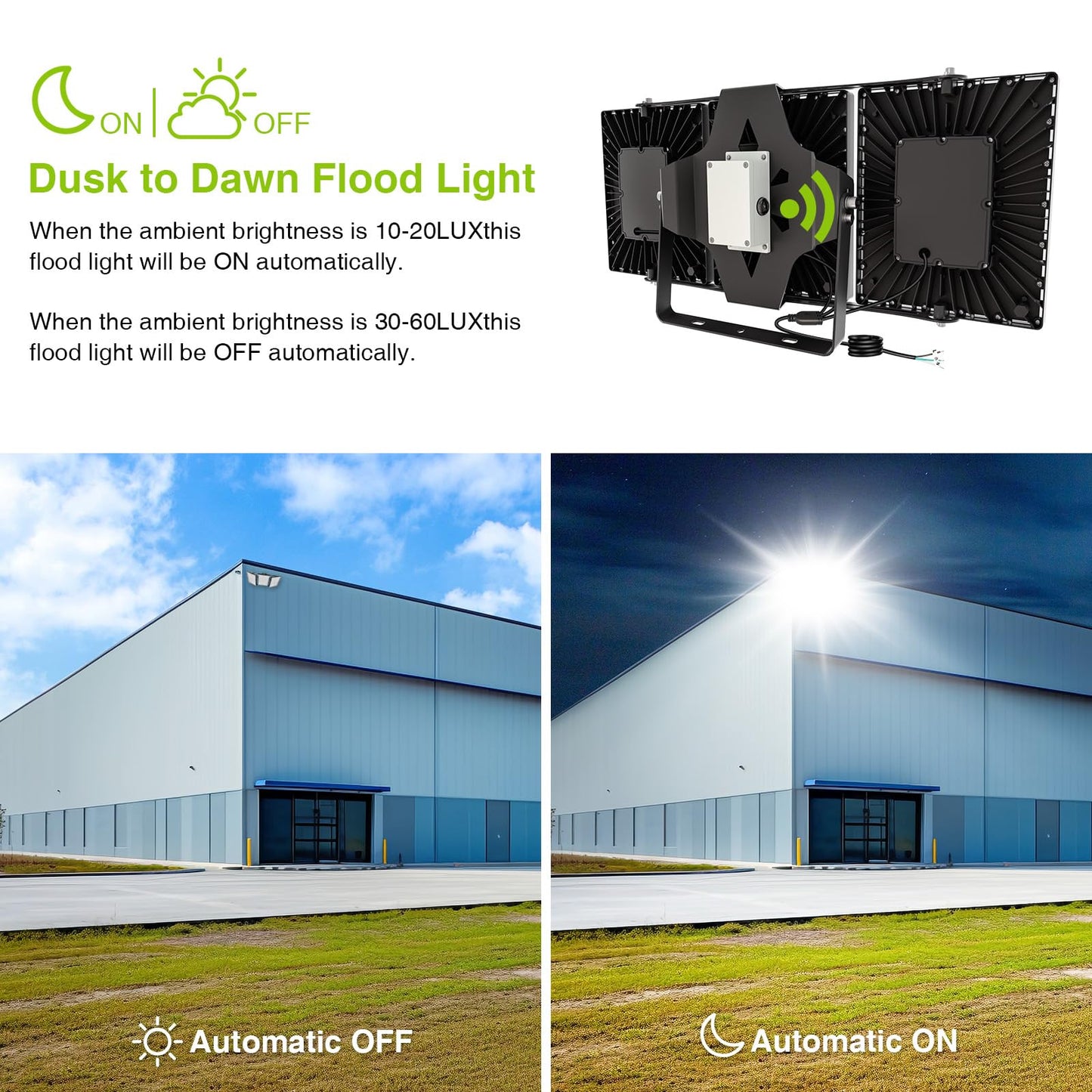 STASUN LED Flood Light - 900W, 90000lm, 6000K, IP66 Waterproof, Black, Model 21037