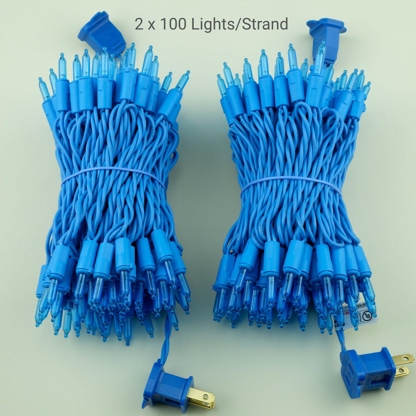 Yuletime 200 Blue Led Christmas Lights - 33Ft, 100 Lights, Ul Certified, Blue Wire, Pack Of 2 Strands