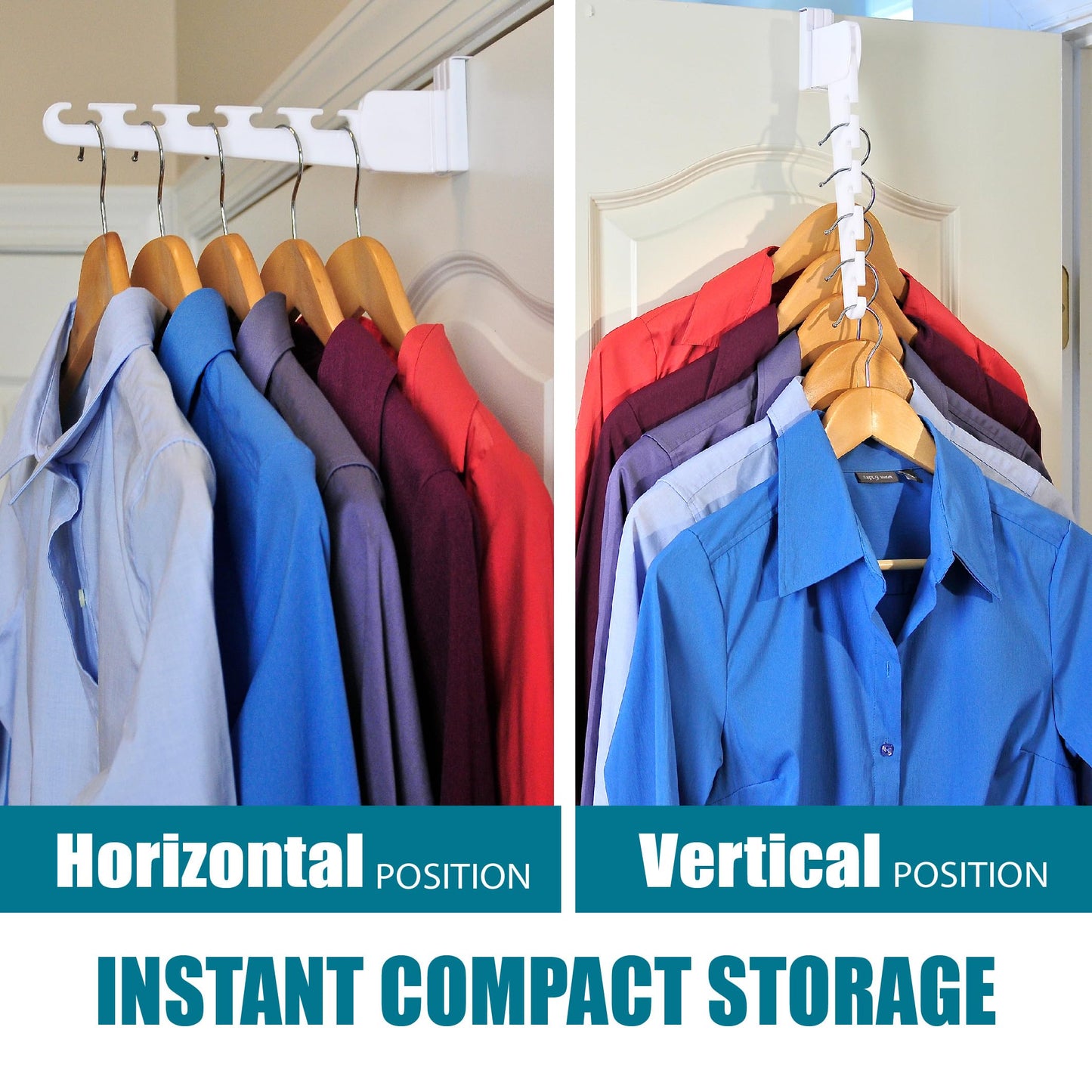 Wonder Hanger Over The Door 2-Pack Organizer for Clothes Hangers, Space-Saving Cascading Hanger Hooks, White
