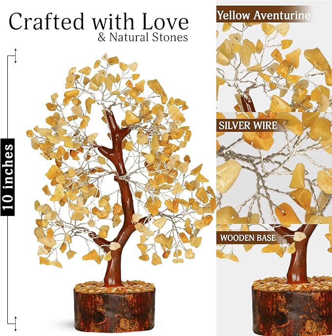 YATSKIA Yellow Aventurine - Crystal Tree, Yellow Crystal, Gem Tree, Chakra Tree, Artificial Trees, Crystal Tree for Positive Energy, Holistic Gifts for Women, Tree for Home Decoration