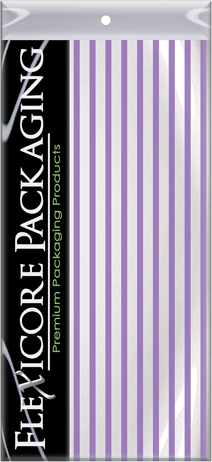Flexicore Packaging Lilac Purple Pin Stripe Print Gift Wrap Tissue Paper Size: 15 Inch X 20 Inch | Count: 50 Sheets | Color: Lilac Pin Stripe